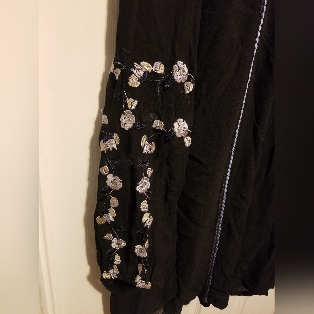 NWT Tolani Embroidered Dress Womens Large Black Lined Reched Sleeves - Picture 10 of 11
